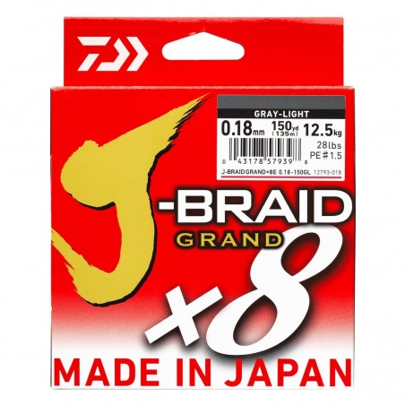 Tresse J-Braid Grand 8 Brins DAIWA - Gray Light 135m